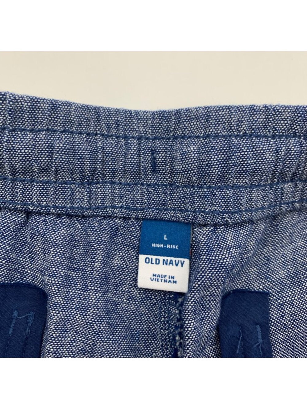 Old Navy Blue Chambray Linen Blend High Rise Pull On Shorts L - Picture 3 of 5